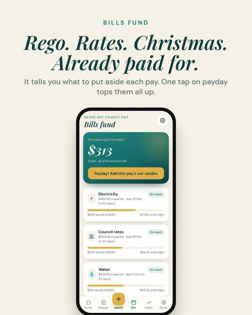 Bills fund screen: what to put aside each pay for rego, rates and Christmas